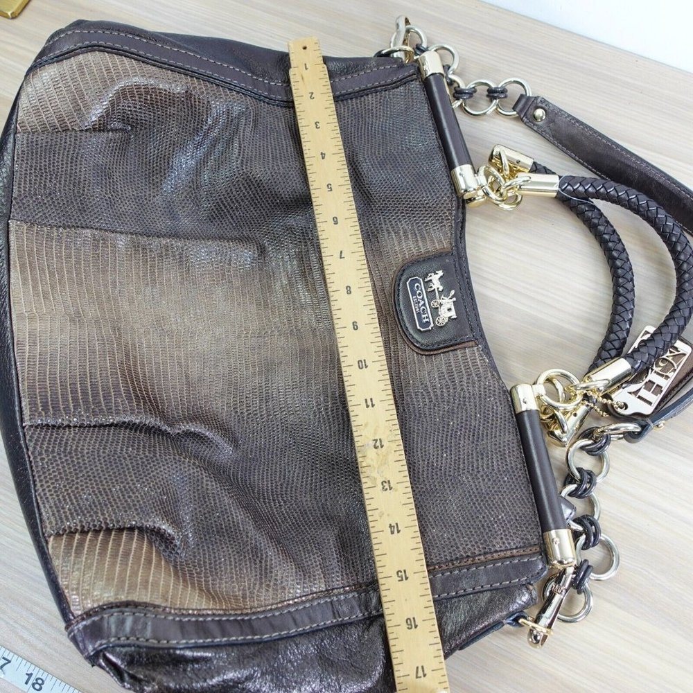 VINTAGE‎ Coach Bag Brown Leather Shoulder Lizard Chain RARE 70TH ANNIVERSARY - Picture 8 of 16
